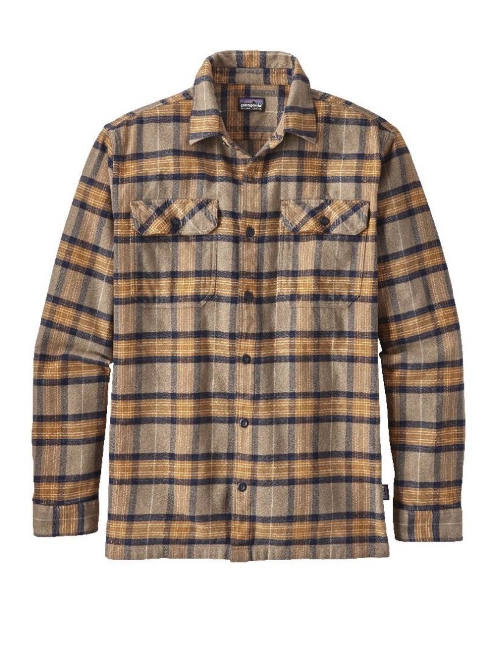 Patagonia Plaid Button-Up Shirt Jacket in Tan and Navy